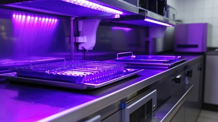 Food sterilization machine using UV light to ensure product safety.