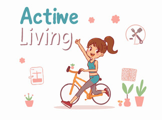 Active Living: Vector Concept for Fitness and Wellbeing Lifestyle