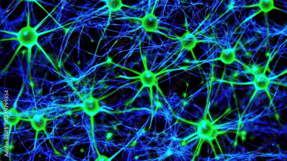 Poster neural network connection: interconnected neurons with synapses and axons