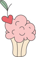 Romantic Cupcake Love Sweet Dessert Cute Illustration

