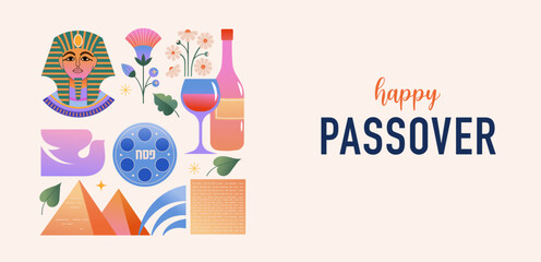 Happy Passover background, banner and poster design. Geometrical modern minimalist concept illustration