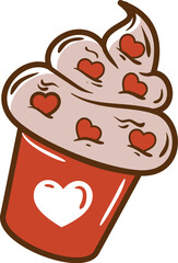 Chocolate Cupcake with Heart Decorations

