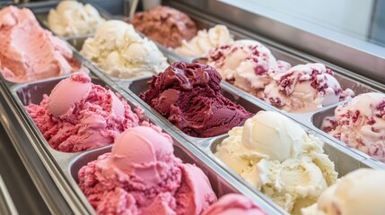 Mass-production ice cream factory with automated filling and freezing machines.