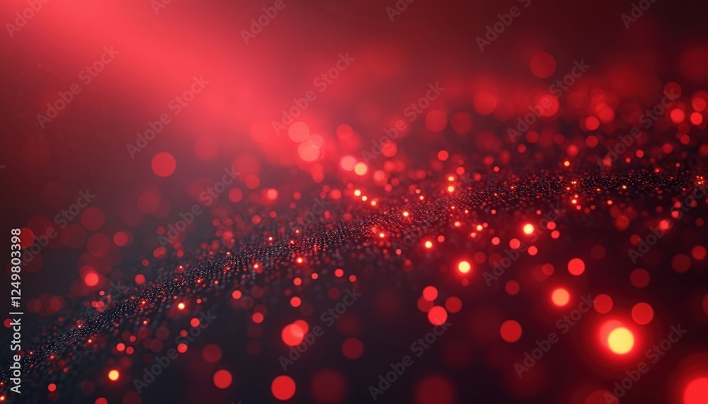 Poster abstract red tech background with glowing particles. dynamic display of interconnected nodes. futuri