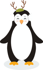 Cute Penguin Dressed as a Reindeer

