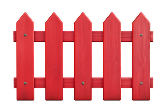 Red wooden fance o a white background	
