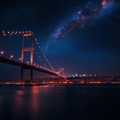 Istanbul Bosphorus Bridge at Night with Milky Way (1)