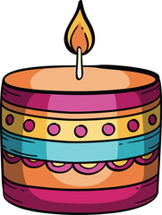 Colorful Decorative Candle with Flame

