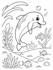Obraz premium Fanny Baby Dolphin – Coloring Page For Kids