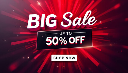 Big sale banner with red comic background