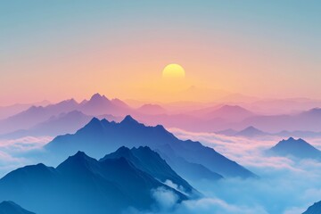 Obraz premium dreamy mountain top with fog 