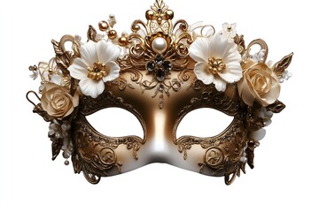 Elegant Golden Venetian Mask with Intricate Design and Delicate Details - Perfect for Masquerade Parties, Theater, or Carnival Celebrations