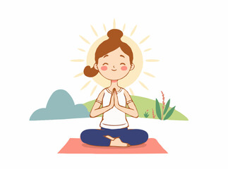 Yoga and meditation lifestyle vectors