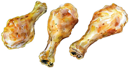Three pieces of chicken are shown in a painting