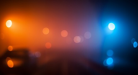 Abstract Bokeh Lights Background with Orange and Blue Color Gradient