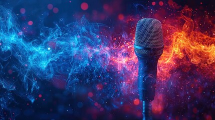 Microphone in Fire and Ice Studio Background