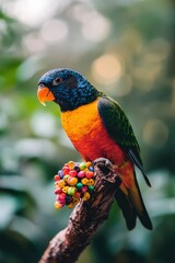 Rescued bird enjoying a colorful toy in its aviary at the shelter