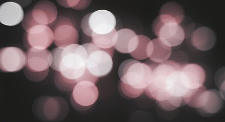 Abstract Bokeh Lights with Pink and White Circles on Dark Background