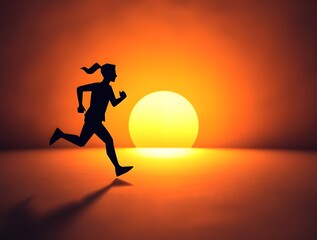 Man with long hair running against a sunset