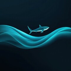 Obraz premium Shark depicted as part of a wave-inspired abstract composition