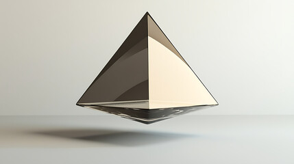 Fototapeta premium A gold pyramid is floating in the air