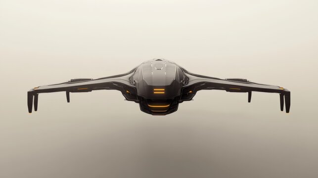 Futuristic spaceship design, hovering, neutral background, sci-fi concept art