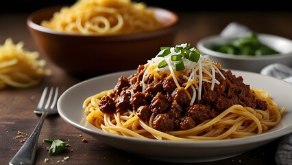Hearty Cincinnati Chili with Spaghetti and Cheddar