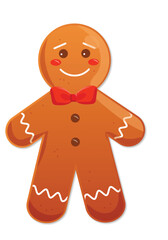 Smiling Gingerbread Man Christmas Cookie Illustration

