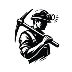 Miner Silhouette with Pickaxe