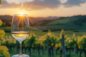 Sunset wine vineyard hills relaxation