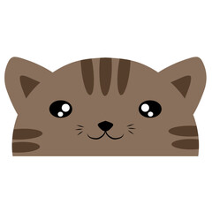 cute cat vector, cartoon cat face, drawing cat face easy and simple full color with isolated background