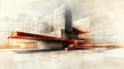Architectural Visualization: A Modern Building Design with Abstract Lines