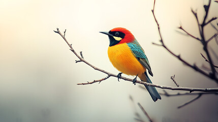 Obraz premium Vibrant Yellow Blue Bird on Branch