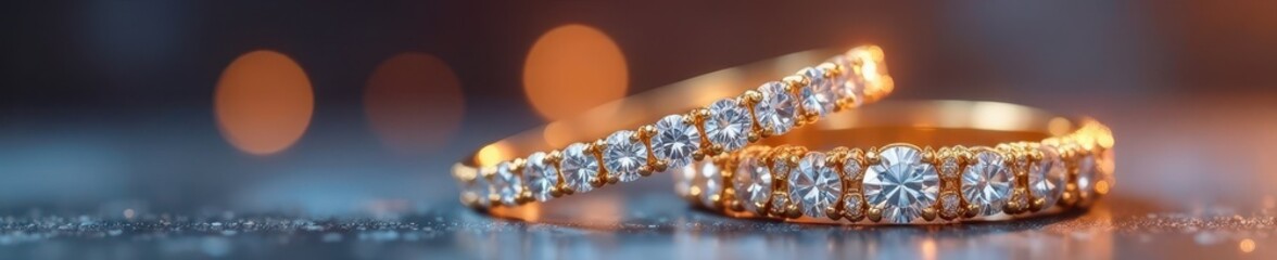 Luxury diamond and gold ring and bracelet set , elegant, wrist jewelry, eye-catching