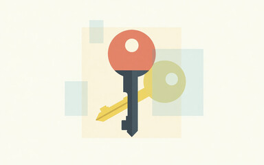Stylized keys on abstract background