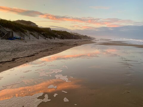 beach sunset colors orange reflection outerbanks background