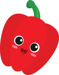 Cute Kawaii Red Bell Pepper Illustration

