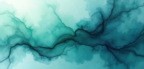 Abstract teal blue, green watercolor paint background. Liquid fluid texture creates artistic design. Suitable for wallpaper banner. Unique pattern ideal for branding projects. Also used as background