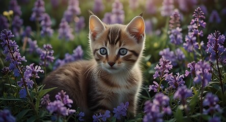 cat and flowers