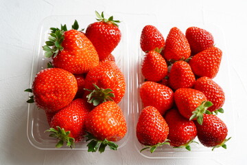 苺園で購入したパックに入った真っ赤ないちご