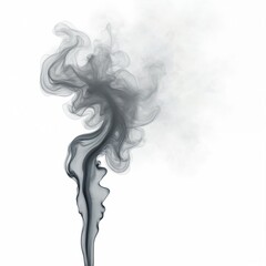 Fototapeta premium Abstract image of dynamic smoke steam. Flowing, curving shapes create captivating visual effect. Realistic, smooth textures suggest hot drink vapor. Isolated on white background for versatility in