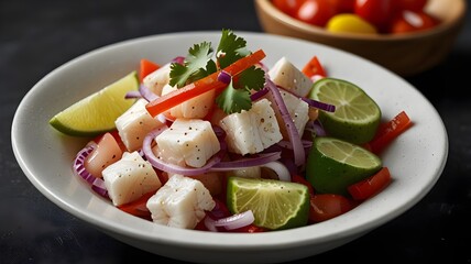 Fresh Ceviche with Marinated White Fish, Red Onion, and Cilantro