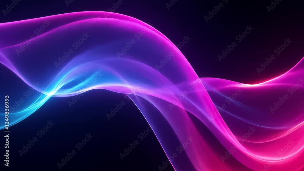 Poster vibrant waves cascading across dark background, generating dynamic abstract visual with fluid color 