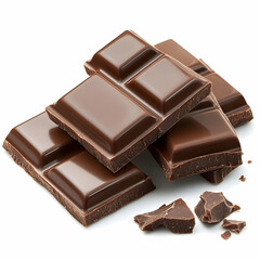 Delicious milk chocolate pieces on white. Food photography for recipe blogs