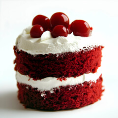 Delicious red velvet cake with cherries