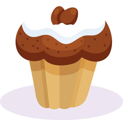 Chocolate cupcake with frosting illustration

