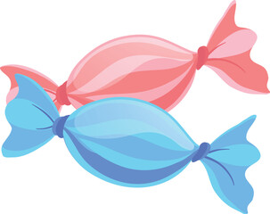Pink and blue wrapped candies illustration

