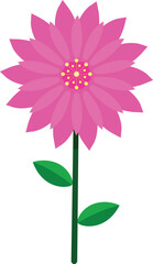 Pink flower with green leaves illustration

