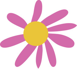 Pink daisy flower with yellow center illustration

