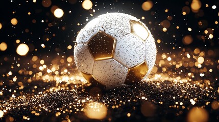 Macro shot of the ball embedded in the dirt, stadium lights creating dramatic highlights and shadows, quiet tension of the game concept